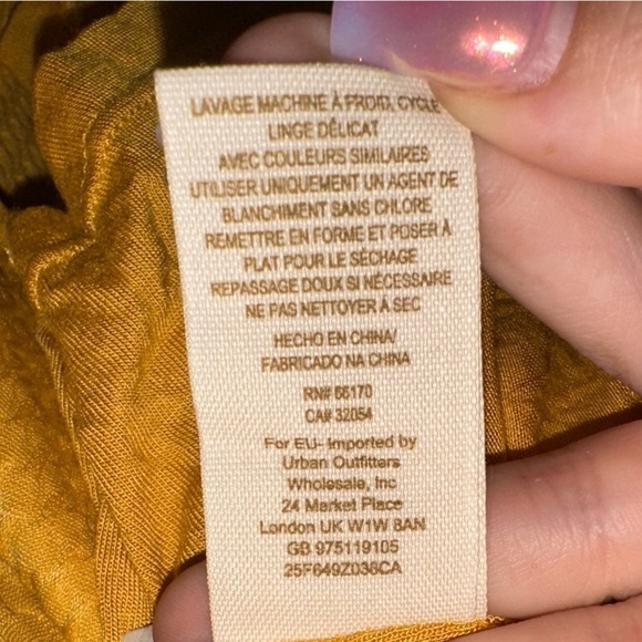 NWT free people women’s mustard yellow boho open back mini dress M fall crochet - Picture 11 of 11